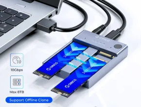 ORICO M.2 NVMe 클로너 듀얼 베이 NVMe 도킹 스테이션 USB C – NVMe SSD 인클로저 알루미늄 M.2 복제기 PCIe M-Key SSD용 오프라인 복제기 최대 8TB 도구 없음