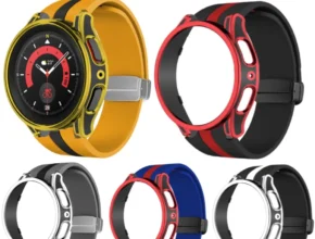 감쪽같고 예쁜 ​Magnetic Buckle Strap Samsung Galaxy Watch5Pro 45mm Hollow Frame Protective Cover Galaxy Watch 4/5/6 40mm 44mm Case + Band 사보면 알아