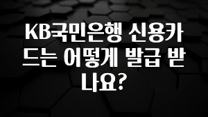 이제 뜸! KB국민은행 신용카드는 어떻게 발급 받나요? 1분이면 확인가능 합니다