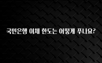 “꼭”클릭해야하는 이유 국민은행 이체 한도는 어떻게 푸나요? 바로 소개합니다.