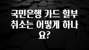 꾸준한 인기 국민은행 카드 할부 취소는 어떻게 하나요? 바로 소개합니다.