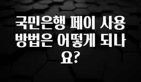 리뷰 좋은 국민은행 페이 사용방법은 어떻게 되나요? 요약정리