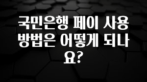 리뷰 좋은 국민은행 페이 사용방법은 어떻게 되나요? 요약정리