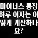 종.결.판 마이너스 통장 하루 이자는 어떻게 계산하나요? 클릭해보세요