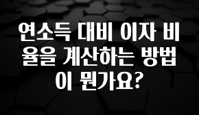 당장 친구에게 알려야 할 연소득 대비 이자 비율을 계산하는 방법이 뭔가요? 30초면 확인 가능합니다