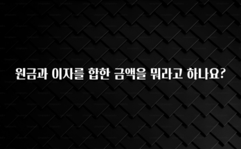 특별한 이유 원금과 이자를 합한 금액을 뭐라고 하나요? 뜨거운 관심 감사합니다