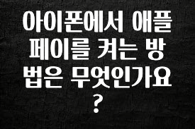이정보美쳤다 아이폰에서 애플페이를 켜는 방법은 무엇인가요? 주목하고 계십니다