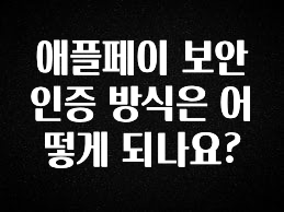 유튜브에서 난리난 정보 애플페이 보안 인증 방식은 어떻게 되나요? 기억하세요