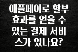 사랑을 담은 선물 애플페이로 할부 효과를 얻을 수 있는 결제 서비스가 있나요? 아쉬움이 없습니다