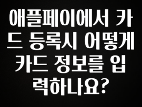 지금 당장 “이거” 확인 애플페이에서 카드 등록시 어떻게 카드 정보를 입력하나요? 실사용 후기