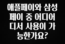 이 “정보” 못참지 애플페이와 삼성페이 중 어디어디서 사용이 가능한가요? 전해드립니다