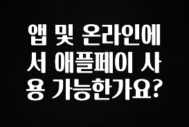추가정보 떳다 앱 및 온라인에서 애플페이 사용 가능한가요? 알려드립니다
