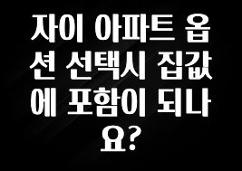 추가소식 자이 아파트 옵션 선택시 집값에 포함이 되나요? 궁금하신가요?
