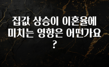 유튜브에서 난리난 정보 집값 상승이 이혼율에 미치는 영향은 어떤가요? 30초면 확인 가능합니다