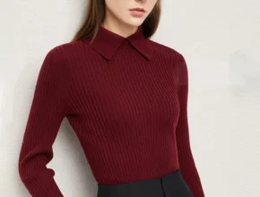 이달의 핫 Amii 미니멀리즘 여성용 스웨터 패션 폴로 칼라 울 풀오버 긴 소매 니트 탑 Office Lady Spring Sweater 12130297 핫한 정보입니다