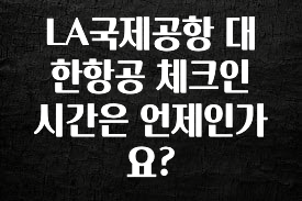 놓치지말고 LA국제공항 대한항공 체크인 시간은 언제인가요? 아쉬움이 없습니다