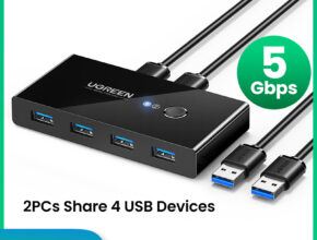 입소문 타면 끝나는 UGREEN USB KVM 스위치 USB 3.0 2.0 스위처 KVM 스위치 Windows10 PC 키보드 마우스 프린터 2 PCs 공유 4 장치 USB 스위치 무조건 확인
