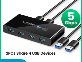 대박소식 UGREEN USB KVM 스위치 USB 3.0 2.0 스위처 Xiao mi Mi Box 키보드 마우스 프린터 모니터 2 PCs 공유 4 장치 USB 스위치 잠깐 확인해보세요