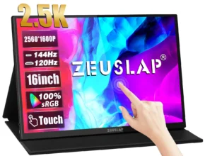 별다섯개 ZEUSLAP 16″ 2.5K 144hz 터치 스크린 휴대용 모니터 2560*1600 100%sRGB 500Cd/m² 노트북 컴퓨터용 여행용 디스플레이 정직하게 소개해보겠습니다