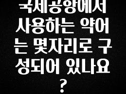 이게 진짜라고? 국제공항에서 사용하는 약어는 몇자리로 구성되어 있나요? 핫한 정보입니다