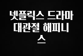 사랑을 담은 넷플릭스 드라마 대관절 해피니스 지금떳다