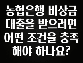 간단소식 농협은행 비상금대출을 받으려면 어떤 조건을 충족해야 하나요? 바로 소개합니다.