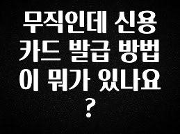 꾸준한 사랑을 받은 무직인데 신용카드 발급 방법이 뭐가 있나요? 업데이트된 소식입니다