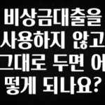 모두가 찾는 비상금대출을 사용하지 않고 그대로 두면 어떻게 되나요? 기억하세요