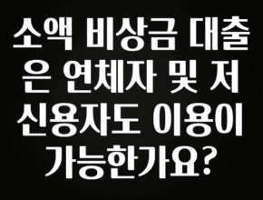 이번 선물은 꼭 소액 비상금 대출은 연체자 및 저신용자도 이용이 가능한가요? 핫한 정보입니다