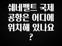 꼭 봐야하는 리스트 쉐네펠트 국제공항은 어디에 위치해 있나요? 알려드립니다