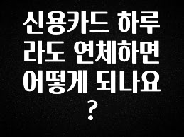 ‘이거’ 모르면 손해봅니다 신용카드 하루라도 연체하면 어떻게 되나요? 알려드릴게요