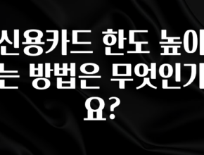 진심이 담긴 신용카드 한도 높이는 방법은 무엇인가요? 바로 클릭