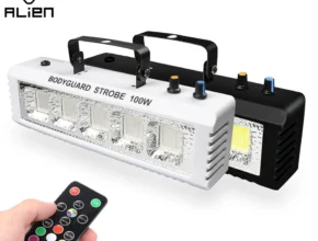 고객들의 니즈를 만족시킨 외계인 RGB 화이트 DJ 디스코 스트로브 조명 40W 60W 80W 100W 원격 제어 사운드 플래시 파티 웨딩 홀리데이 무대 조명 효과 업데이트된 소식입니다
