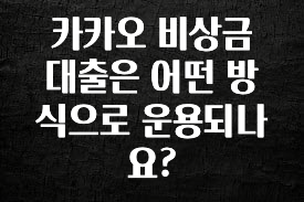 드디어 공개 카카오 비상금 대출은 어떤 방식으로 운용되나요? 관심이 뜨겁습니다