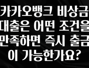 간단뉴스 카카오뱅크 비상금대출은 어떤 조건을 만족하면 즉시 출금이 가능한가요? 아쉬움이 없습니다