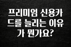 방금 전달받은 프리미엄 신용카드를 늘리는 이유가 뭔가요? 한 번에 알려드립니다