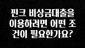 (올해 꼭 확인 소식) 핀크 비상금대출을 이용하려면 어떤 조건이 필요한가요? 확인해보세요