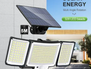 (올해 꼭 확인 소식) 348LED 태양열 램프 야외 보안 조명 모션 센서 방수 126/328LED 강력한 스포트라이트 태양열 정원 차고 군말없이 소개합니다