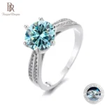 시간이 없다? BagueRingen 1ct 라운드 18K 화이트 골드 도금 100% 925 실버 Moissanite 반지 다이아몬드 테스트 통과 보석 여자 여자 선물 30초면 확인 가능합니다