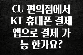 검색량 증가한 CU 편의점에서 KT 휴대폰 결제 앱으로 결제 가능 한가요? 주목하고 계십니다