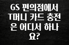실시간으로 뜸! GS 편의점에서 T머니 카드 충전은 어디서 하나요? 후회하지 않습니다