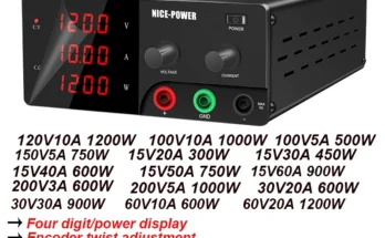 싹 다알려줌 NICE-POWER 고전력 벤치 실험실 DC 전원 공급 장치 300W-1200W 120V 10A 전압 전류 레귤레이터 15V 30V 60V 100V 200V 10A 20A 60A 지금 소개할게요