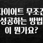 유튜브에서 난리난 정보 다이어트 무조건 성공하는 방법이 뭔가요? 무조건 확인