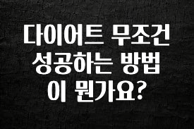 유튜브에서 난리난 정보 다이어트 무조건 성공하는 방법이 뭔가요? 무조건 확인