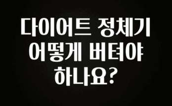 (2025 업데이트) 다이어트 정체기 어떻게 버텨야 하나요? 실간 리뷰