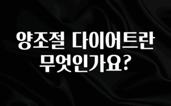 싹 다알려줌 양조절 다이어트란 무엇인가요? 관심이 뜨거운 이유 입니다