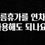 사랑을 담은 선물 여름휴가를 연차로 사용해도 되나요? 정직하게 소개해보겠습니다