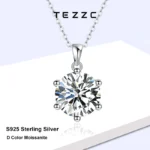 이번주 제일 많이찾은 여성을위한 Tezzc 2ct 3ct 5ct 다이아몬드 Moissanite 목걸이 웨딩 Jewely S925 스털링 슬라이버 with18k 골드 도금 펜던트 목걸이 핫한 정보입니다