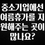 업뎃 정보 중소기업에선 여름휴가를 지원해주는 곳이 많나요? 궁금하신가요?