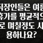 사랑을 담은 직장인들은 여름휴가를 평균적으로 며칠정도 사용하나요? 아쉬움이 없습니다